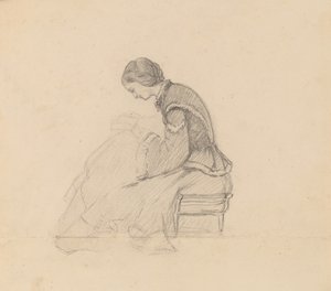 Studium czytającej dziewczyny, c. 1858. autorstwa Elihu Vedder