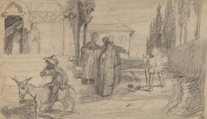 Przypowieść o młynarzu i osiołku, c. 1859. autorstwa Elihu Vedder