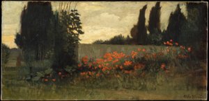 Cyprysy i maki autorstwa Elihu Vedder