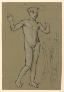 studium figury do projektu fontanny autorstwa Elihu Vedder