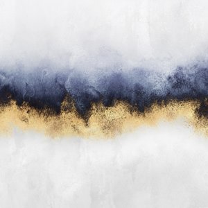 Nowoczesna abstrakcja w odcieniach złota i błękitu