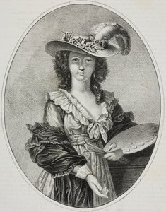 Autoportret z paletą francuskiej malarki Elisabeth Vigee Le Brun, litografia Giovanniego Marianiego z Polioramy Pittoresco, nr 42, 28 maja