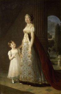 Portret Karoliny Bonaparte 1782-1839, królowej Neapolu i Sycylii, z córką Letizią, 1807 autorstwa Elisabeth Louise Vigee Lebrun