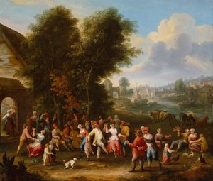 Wioska Kermesse (olej na płótnie) autorstwa Elisabeth Seldron