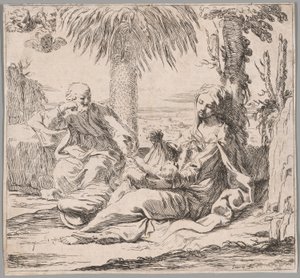 Reszta podczas lotu do Egiptu autorstwa Elisabetta Sirani