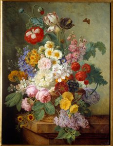 Kwiaty w obrazie Rocaille Elise Bruyere (1776-1842) 1836 Nd. 0,84x0,64 m Rouen, musee des Beaux Arts - Kwiaty w skale. Obraz Elise Bruyere (1776-1842) autorstwa Elise Bruyere