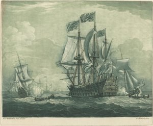 Scena wysyłki z Man-of-War autorstwa Elisha Kirkall after Willem van de Velde the Younger