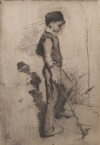 Chłopiec z kijem, 1881-83. autorstwa Elizabeth Adela Forbes