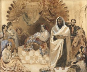 Brytyjka Milah w Tangerze, 1838 (toaleta i kolor nadwozia na papierze, inkrustowane kolorowym szkłem)