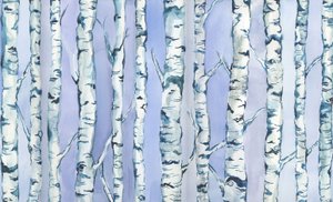 Silverbirch Forest, 2018 (akwarela i akryl) autorstwa Elizabeth Rider