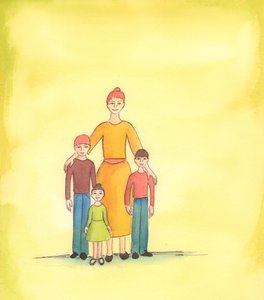 Matka daje radość Bogu, gdy kocha i troszczy się o swoje dzieci, 2005 (akwarela na papierze) autorstwa Elizabeth Wang