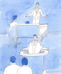 Chirurg, który stawia poważną diagnozę, czasami ma niewielką nadzieję na wyleczenie, 2003 (w/c na papierze) autorstwa Elizabeth Wang