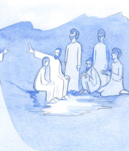Prawdziwy uczeń pozostaje blisko Chrystusa, uczy się od Niego i jest ufny w miłość Chrystusa, nawet gdy Chrystus wydaje się być odległy, 2001 (w/c na papierze) autorstwa Elizabeth Wang