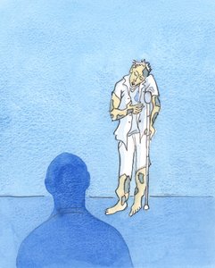 Bardzo grzeszna osoba jest w opłakanym stanie, w oczach Boga i „w oczach” tych, którym Bóg pozwolił „czytać” dusze – jako najbardziej chory z chorych ludzi, 2003 (w/c na papierze) autorstwa Elizabeth Wang