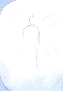 Gdy wielbiłam Boga, w święto Niepokalanego Poczęcia ujrzałam promiennego i radosnego zmartwychwstałego Chrystusa Syna Matki Niepokalanej, 2002 (w/c na papierze) autorstwa Elizabeth Wang