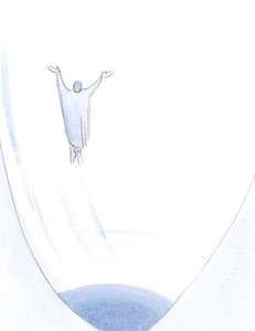 Na słowo spowiedzi i skruchy dusza wznosi się do serca Boga, uwolniona z kajdan grzechu lub głupoty., 2001 (w/c na papierze) autorstwa Elizabeth Wang