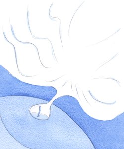 Przez wiarę i poświęcenie można przejść przez wąski „kanał” (drogi Chrystusa), który prowadzi do Chwały Nieba, 2002 (w/c na papierze) autorstwa Elizabeth Wang