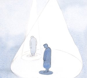 Przez nasz najmniejszy akt pokuty i pokory Bóg sprawia, że nasze zrozumienie się rozszerza, jak rosnący krąg światła., 2001 (w/c na papierze) autorstwa Elizabeth Wang