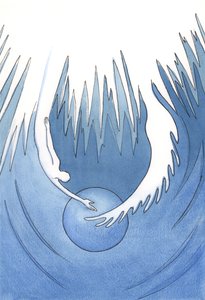 Chrystus i Duch Święty są jak dwa ramiona od Ojca, które obejmują ziemię, 2001 (w/c na papierze) autorstwa Elizabeth Wang