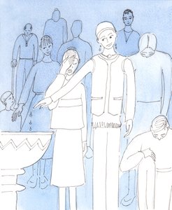 Chrystus prosi nas, abyśmy dokonali fundamentalnej ponownej oceny naszych obecnych postaw i działań z szacunkiem dla Niego, 2004 (w/c na papierze) autorstwa Elizabeth Wang