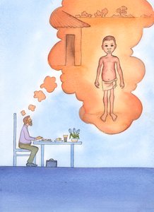 Chrystus prosi nas, abyśmy mówili nie tylko o niemoralnych przyczynach ubóstwa, ale o wszelkiego rodzaju niemoralności seksualnej i nieczystości, które zagrażają duszom, 2004 (akwarela na papierze). autorstwa Elizabeth Wang