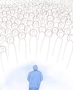 Chrystus pocieszył mnie, wznosząc moją duszę ku Niebu i pokazując mi towarzystwo świętych, 2005 (akwarela na papierze) autorstwa Elizabeth Wang