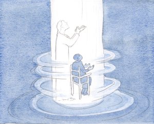 Chrystus wykonuje swoją pracę w duszy, gdy siedzę w nieświadomej chwale?, 2000 (w/c na papierze) autorstwa Elizabeth Wang