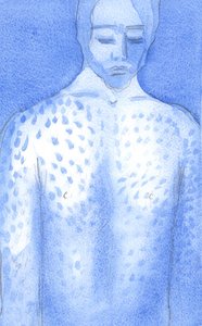 Chrystus w swojej męce był wyszydzany i upokarzany; Całe jego ciało było surowe i krwawiące po biczowaniu., 2001 (w/c na papierze) autorstwa Elizabeth Wang