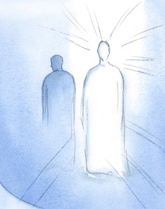 Chrystus jest naszym wzorem i archetypem. W Nim słabi znajdują najmilszego pomocnika, a starzy doskonałego Syna, 2002 (w/c na papierze) autorstwa Elizabeth Wang
