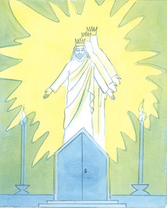 Chrystus jest zadowolony z naszego oddania się Mu w tabernakulum, 2003 (w/c na papierze) autorstwa Elizabeth Wang