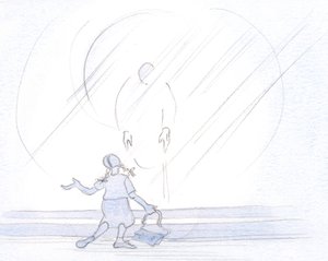 Chrystus jest dla nas czuły, bez względu na nasze nastroje, czy witamy Go ze smutkiem, czy jak uczennica w niespokojnej radości., 2001 (w/c na papierze) autorstwa Elizabeth Wang
