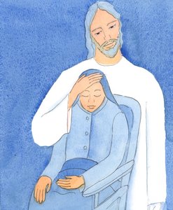 Chrystus daje wszystkim pocieszenie; ale jeśli odmawiamy zbliżenia się do Niego, nie możemy otrzymać Jego pomocy, 2004 (w/c na papierze) autorstwa Elizabeth Wang