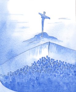 Chrystus, nasz brat i Boski Zbawiciel, spłacił dług za nasze grzechy. Uznając Go, wyłaniamy się z naszej „otchłani”, 2002 (w/c na papierze) autorstwa Elizabeth Wang