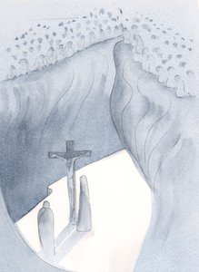 Chrystus udowodnił swoją pokorę w słabości i słabości, którą przyjął, gdy cierpiał za grzechy wszystkich pokoleń., 2001 (w/c na papierze) autorstwa Elizabeth Wang