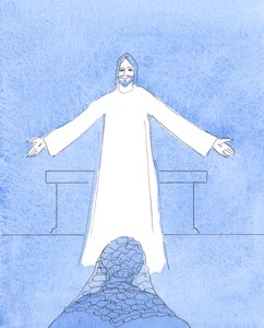 Chrystus mówił mi o wszystkich ludziach w moim sercu potrzebujących pomocy io wszystkich innych moich troskach, 2004 (w/c na papierze) autorstwa Elizabeth Wang