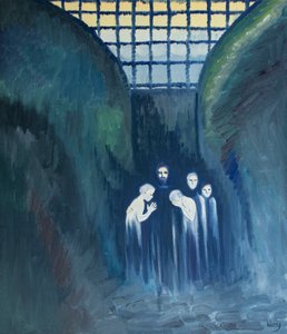 Chrystus Ukrzyżowany jest szczególnie bliski wszystkim cierpiącym za Niego, 2000 (olej na pokładzie) autorstwa Elizabeth Wang