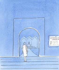 Chrystus chce, abyśmy wszyscy wiedzieli, jak głęboko jest poruszony, gdy patrzy na tych, którzy noszą krzyże, które idą w uczniostwie, 2004 (w/c na papierze) autorstwa Elizabeth Wang