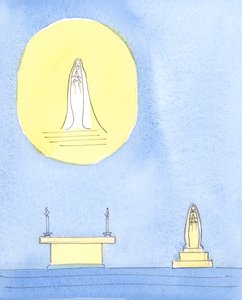 Najświętsza Maryja Panna Chrystusa zasłużyła na cześć, 2004 (w/c na papierze) autorstwa Elizabeth Wang