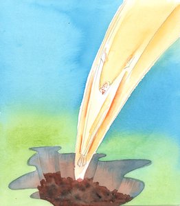 Dla bezgrzesznego Chrystusa przyjście do grzesznego świata było jak skok do szamba, 2005 (akwarela na papierze) autorstwa Elizabeth Wang