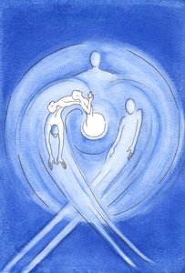 Od wieczności Syn Boży, który narodził się z Maryi, wypływa z rozpalonej do białości miłości Ojca w mocy Ducha Świętego, 2002 (w/c na papierze) autorstwa Elizabeth Wang