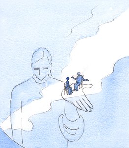 Bóg utrzymuje w istnieniu wszystkie rzeczy i wszystkich ludzi, łącznie z tymi, którzy kwestionują Jego istnienie, 2003 (w/c na papierze) autorstwa Elizabeth Wang