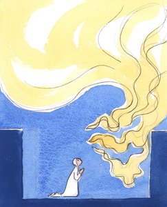 Bóg jest czysty jak ogień, 2003 (w/c na papierze) autorstwa Elizabeth Wang