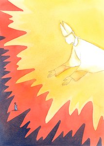 Bóg, nasz kochający Ojciec, raduje się przebaczaniem każdej osobie, która zwraca się do Niego z żalem za grzechy i ufnością, 2004 (w/c na papierze) autorstwa Elizabeth Wang