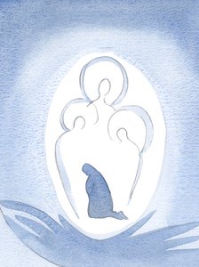 Bóg Trójca Święta intronizowany w duszy kogoś, kto pozwala Mu panować w każdym szczególe życia, 2000 (w/c na papierze) autorstwa Elizabeth Wang