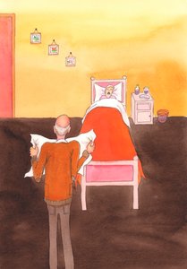 Dobre intencje nie wystarczą. Zabijanie jest złe, w tym zabijanie chorych i starszych, nawet jeśli mamy dobre intencje., 2004 (akwarela na papierze) autorstwa Elizabeth Wang