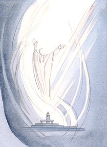 Zaprowadził mnie do Ojca za wstawiennictwem z Duchem Świętym w komunii radości., 2000 (w/c na papierze) autorstwa Elizabeth Wang