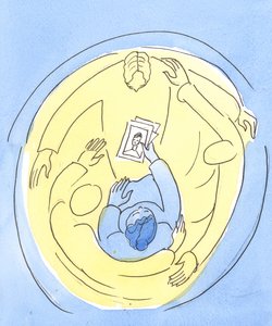 Utrzymani w miłości Trzech Osób Boskich możemy wstawiać się za innymi, 2004 (w/c na papierze) autorstwa Elizabeth Wang