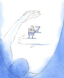„Trzymam Cię w Mojej Miłości”. Bóg Ojciec pokazał mi, że gdziekolwiek jestem - nawet w szpitalu - jestem pod Jego opieką, 2003 (w/c na papierze) autorstwa Elizabeth Wang