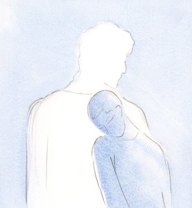 Oparłem się na Jego sercu w Komunii, czekając, aż Jego wola zostanie wyrażona; nie było potrzeby przemawiania, 2000 (w/c na papierze) autorstwa Elizabeth Wang