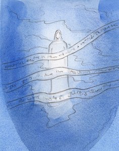 Widziałam Promienną Obecność Chrystusa, za moimi myślami i wspomnieniami, 2000 (w/c na papierze) autorstwa Elizabeth Wang